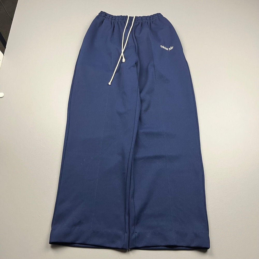 Adidas Track Pants Mens M Navy Blue Vintage Trefoil Made in USA Elastic Waist
